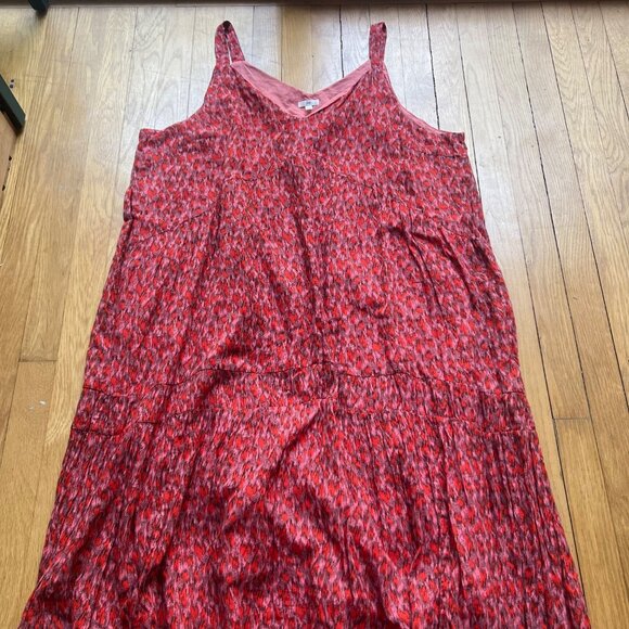 Joie Size XXL Orange Tea Rose Flowy Boho V-Neck Tiered Sleeveless Maxi Dress - Picture 14 of 16